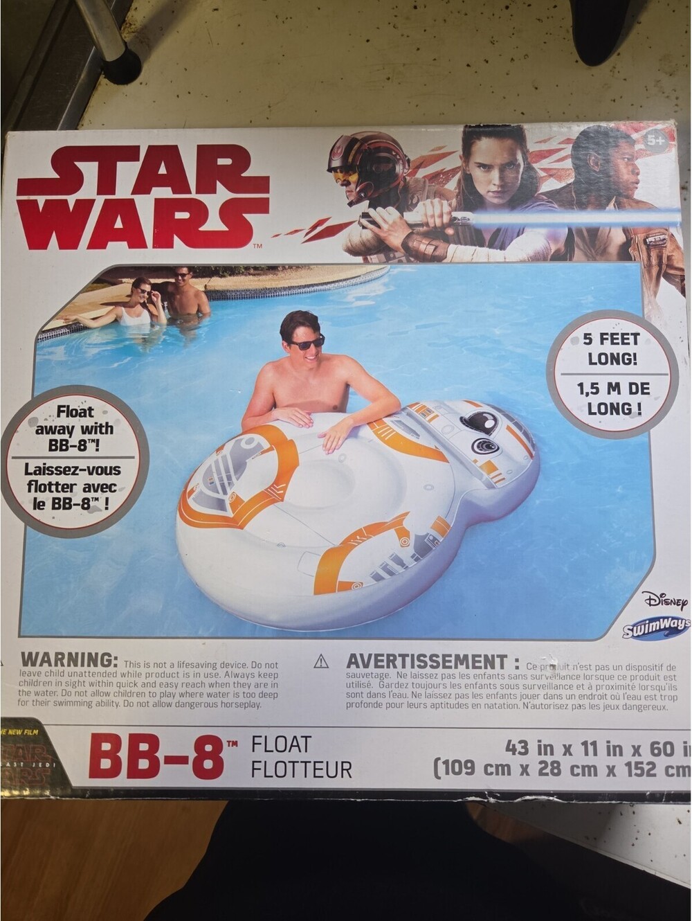 Star Wars BB-8 Float 5 Ft Long Inflatable Pool Float Ages 5÷